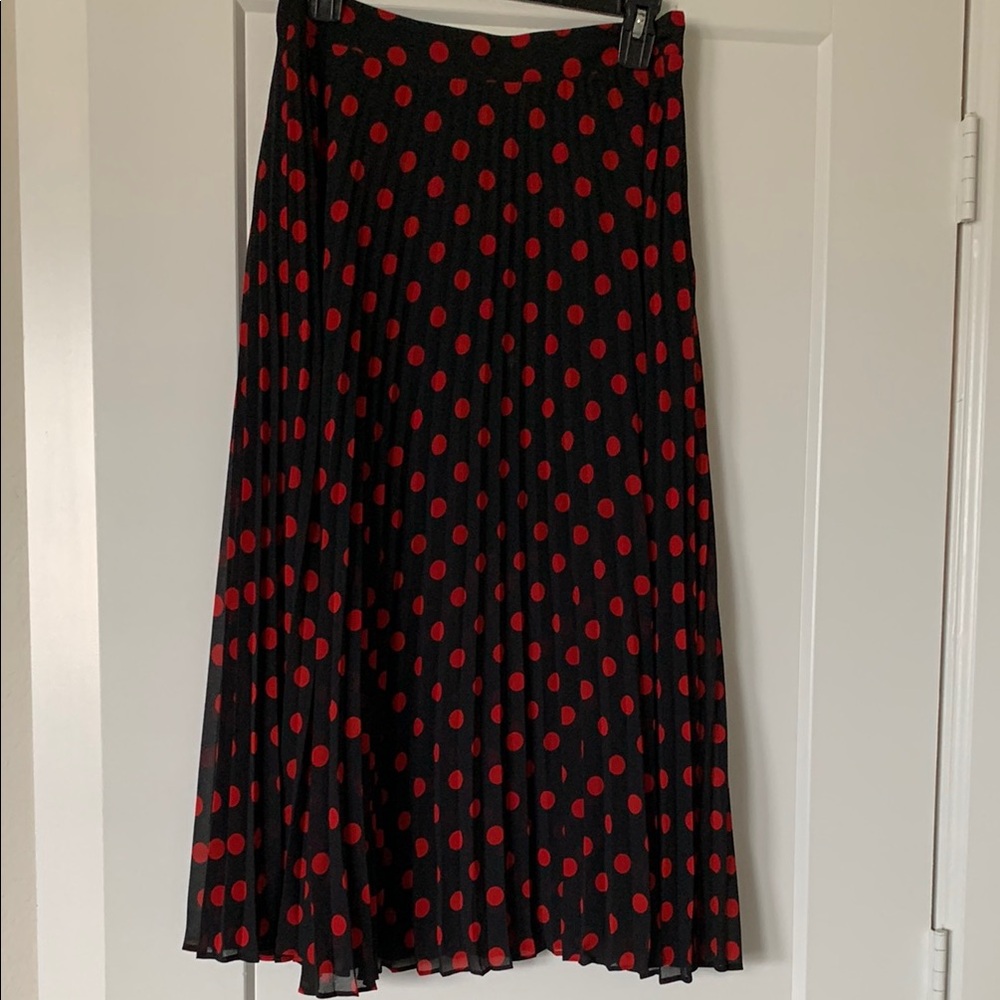 McQ by Alexander McQueen Black and Red Pleated Midi Skirt